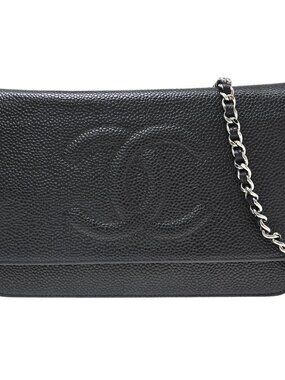 Chanel Black Calfskin Timeless WOC Wallet on Chain Shoulder Bag